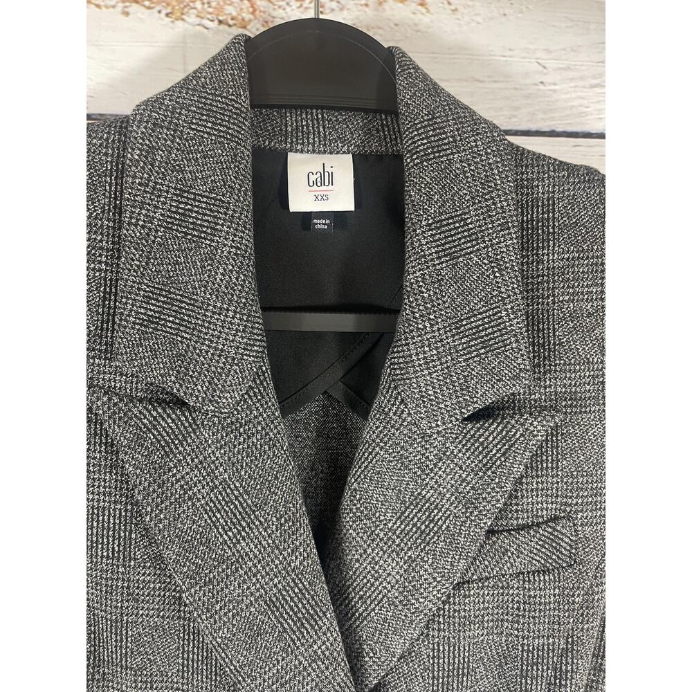 CAbi Pant Suit Womens XXS Gray Plaid Belted Blazer Wide Leg Pants Set Career - Picture 5 of 16
